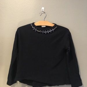 Girl’s Navy Blue with neckline embellishments top